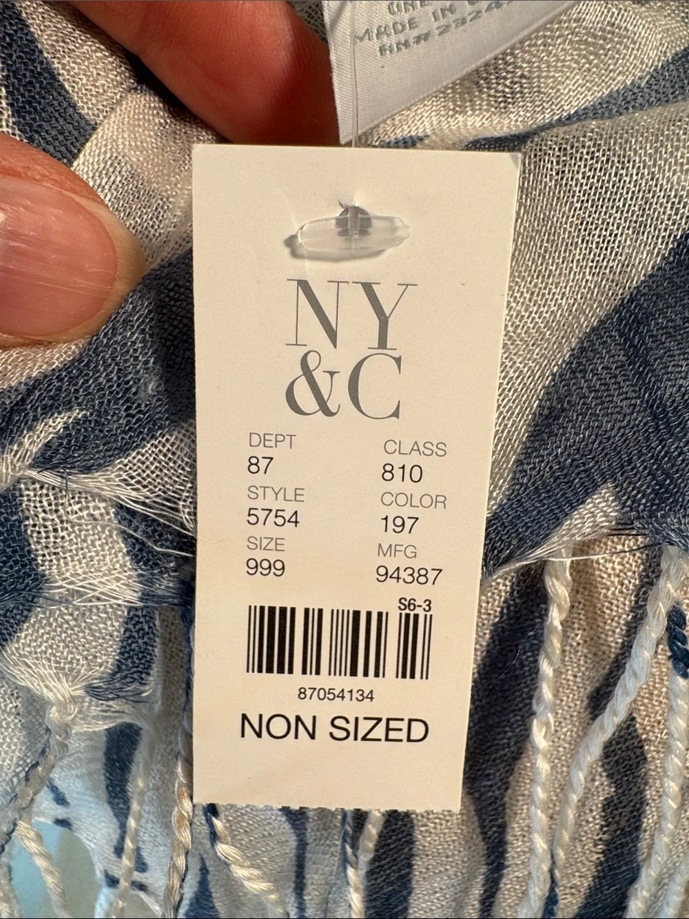 NWT  New York and company lightweight scarf.  Slate blue on white.